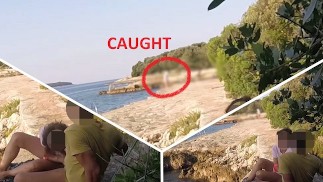 Teen teacher sucks my cock in a public beach in Croatia in front of everyone - it's very risky