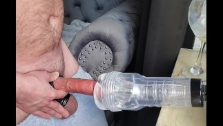Papai verbal bate sua Fleshlight com seu pau grande e duro