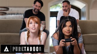 PURE TABOO Nešťastně ženatí DILF rostou silnou touhu po nevlastních dcerách Madi Collins a Summer Col