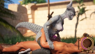 Dino FUTA Riding Cowgirl – Spiel mit fleischlichen Instinkten – praller Bauch
