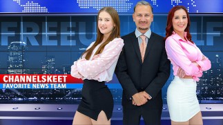 ChannelSkeet Breaking News - Male News Anchor FreeUse frappe sa collègue rousse et un manifestant de 18 ans