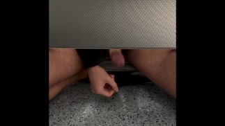 Understall jerk off. cruising at the airport bathroom. 2 big cumshots.. frotting. X: itsthe_zaddy
