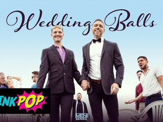 TWINKPOP - Alex Mecum et Malik Delgaty Spit Roast Benjamin Bleu et Lui Donnent Une Double Faciale