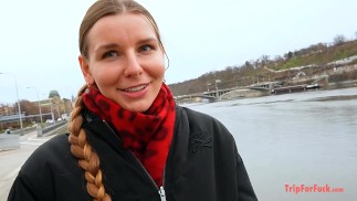 Cum inside a girl with a European braided hairstyle