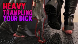 Pisoteando pesado seu pau em botas de couro altas na coxa - TamyStarly - Trample, Crushing, Bootjob, CBT