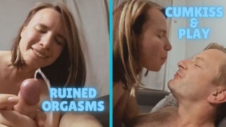 Duży kutas dojenie obciąganie z wieloma zrujnowanymi orgazmami, spermą w ustach i wytryskiem pary