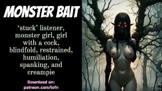 [F4A] Monster Bait - "Stuck" em um ouvinte de árvore é fodido por uma vagabunda monstro tesão