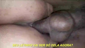 Eng legendas Big black cum dentro da minha esposa e eu como todo o seu esperma na buceta