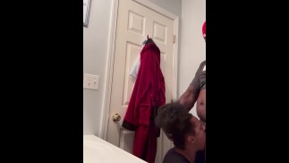 EBONY swallows BBC in bathroom during family dinner