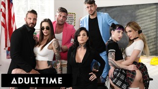 ADULT TIME - ¡Los estudiantes que conducen pueden T dejar de follar en clase! Ft Rocky Emerson, Aiden Ashley, y más!