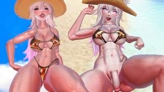 Stonowana Femdom Futa hoduje cię ze swoim idealnym na plaży - Taker POV