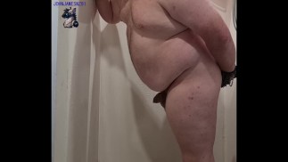 White kiwi bear in shower gets dildo after dildo deep in ass