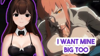 大奶Makima太热了。我猜 Denji 终于为自己准备好了 |HENTAI Vtuber！