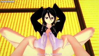 Rukia Kuchiki de Bleach dá-lhe um footjob Hentai POV