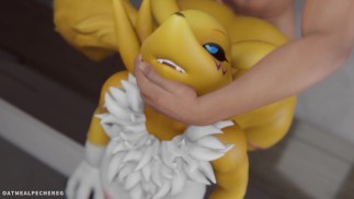 La MILF poilue Renamon se prend une éjac interne