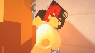 Minecraft - Gothic dívka s velkými prsy divoce na posteli ...