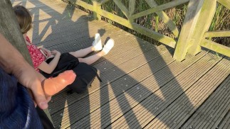DICKFLASH: Girl at the Lake can't believe I'm jerking off infront of her