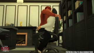 Ginger stażystka uwodzi dyrektora generalnego za Office Fuck: Sims 4
