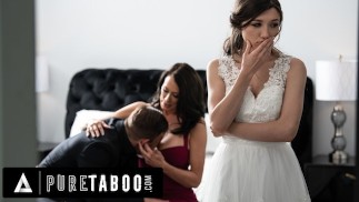 PURE TABOO novia Maya Woulfe atrapado ansioso prometido chupando los pechos de su madrastra Reagan Foxx