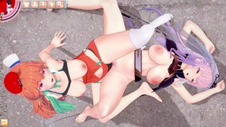 Mori Calliope и Takanashi Kiara занимаются горячим лесбийским сексом