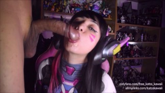 D.Va ストリーマー今月の加入者と一緒にゲームのプレイを作ります!(フェラチオとフェイシャル)