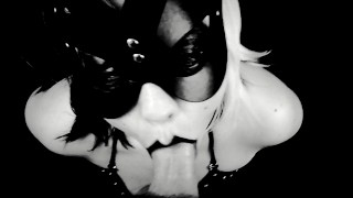 Naughty kitty gets a throat pie