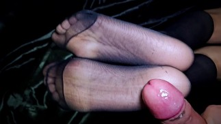 Sperma in nylon kousen, nylon Fetish, sperma in zolen