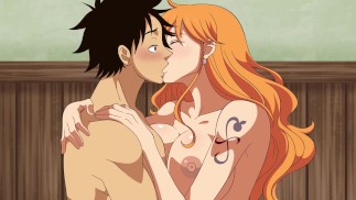 ONE PIECE Nami a Luffy Anime Hentai Cartoon Cowgirl velká prsa Naruto Xtremetoons zadek sex porno