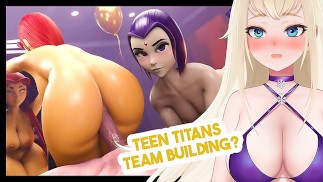 😳 thicc Teen Titans Starfire x Raven hot threesome | horny VTUBER hentai react