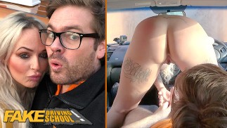 Fake Driving School - Busty blonde tatouée se fait baiser avant son examen de conduite