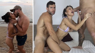Success recogida en la playa pública Hot trío tailandés - Raysileeum