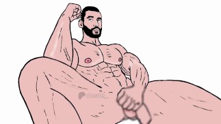 Animación de crecimiento muscular masculino barbudo