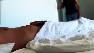 BIG COCK REACTION: SHE LEAVES! Cute and shy cleaning lady catches me naked with a hard-on. CFNM