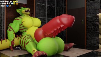 Green Dog Hyper Muskelwachstum Animation