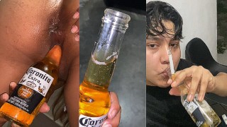 Bebió su Cerveza sin darse cuenta que la tenía en el Culo