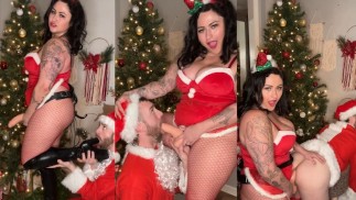 Femdom Christmas: Mrs Claus Pegs niegrzeczny Santa i zmusza go do wielbienia jej butów