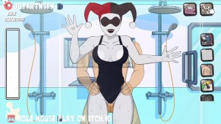Classique Harley Quinn Baisée Dans La Douche Contre Le Verre - Jeu Hole House