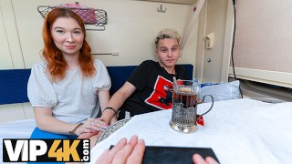 VIP4K. Joven pelirroja hace anal para la atención de un extraño en el tren