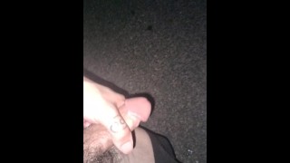 花花公子靠边停车打飞机，然后下车在路上射精