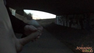 Pego (?) por uma passagem de carro e cumload arriscado sob uma ponte da calçada