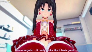 Rin Tohsaka du Destin vous donne un footjob Hentai POV