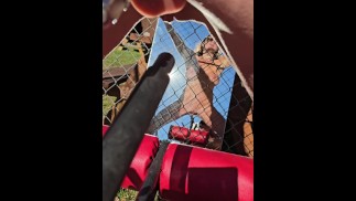 Krissy Biker Bound to a Fence Bondage Machine Fuck