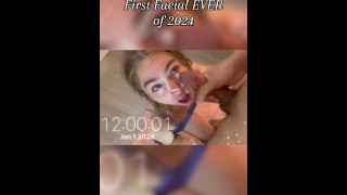 Teen New Year’s Countdown Cum on Face