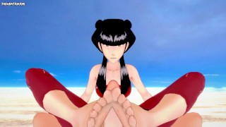 Mai de Avatar lhe dá um footjob na praia Hentai POV
