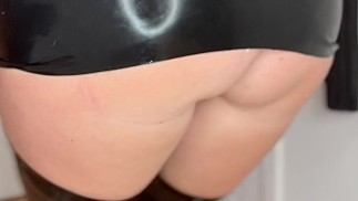 Leather & Latex ASMR Hugging, Squeezing, Ass Slapping, Sweat