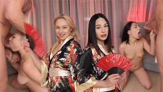 Gutes Analficken 2 gegen 2 mit asiatischer Atmosphäre