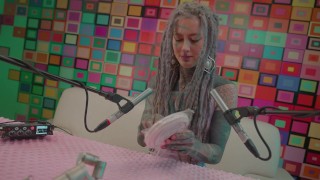 Tattoo Model Pornstar Anuskatzz licks lolliepop ASMR Youtube channel: ASMRkatz SFW inked hippie
