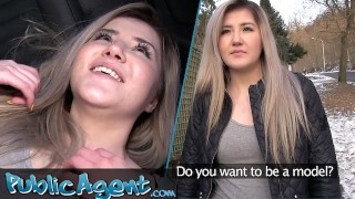 Public Agent - rubia dolorosamente linda se pone cremosa cachonda teniendo sexo al aire libre