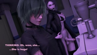 Futa mamãe se conectou com femboy em banheiro público e fodeu sua garganta e bussy