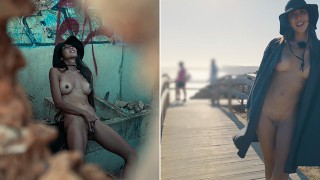 Opuszczony dom na plaży Masturbacja Ryzykowny publiczny squirting